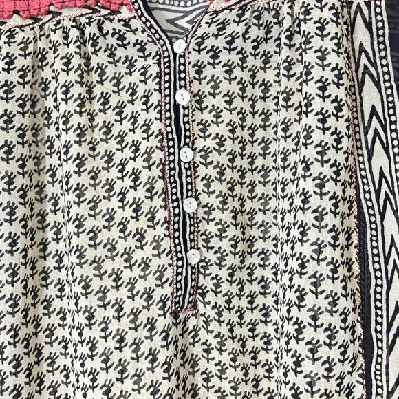 Free People Feather in the Wind Sheer Beaded Tunic Small | Boho Festival Blouse - Picture 5 of 6